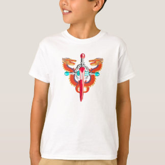 Svärd med röda bevingade drakar t shirt