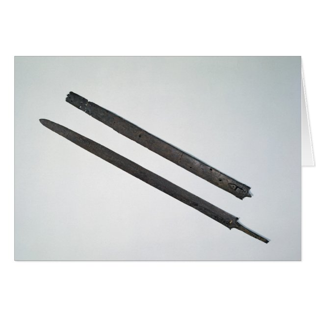 Svärd och skida, från La Tene, Schweitz Hälsningskort (Framsidan Horizontal)