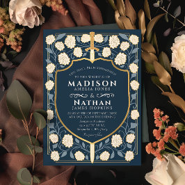 Svärd & Sköld Medeltida Fantasy Monogram Bröllop Inbjudningar