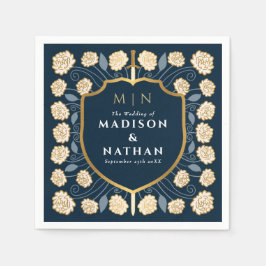 Svärd & Sköld Medeltida Fantasy Monogram Bröllop Pappersservett