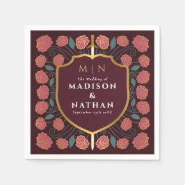 Svärd & Sköld Medeltida Fantasy Monogram Bröllop Pappersservett
