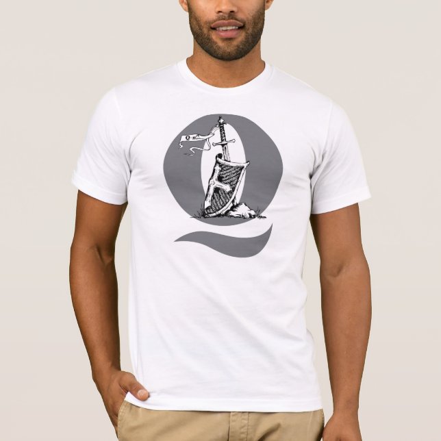 Svärd, & skyddar flygbanerskjortan tee shirt (Framsida)