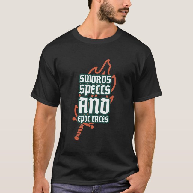 Svärd, Spådomar och Epic Tales Larping T Shirt (Framsida)
