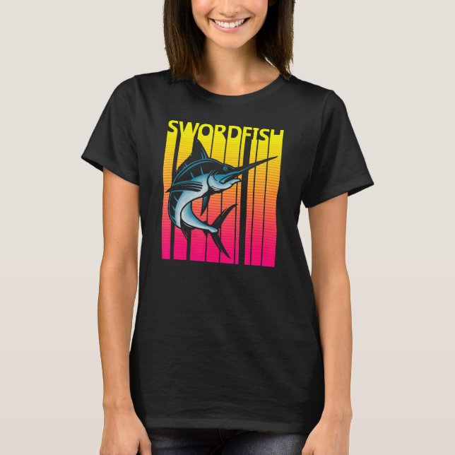 Svärdfisk fisk Retro T Shirt (Framsida)