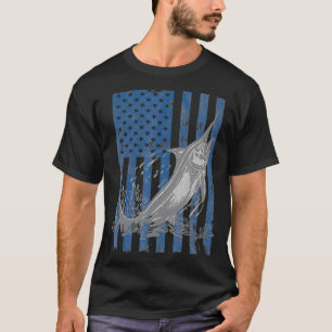 Svärdfisk Fiske efter amerikansk Flagga Djuphavsfi T Shirt