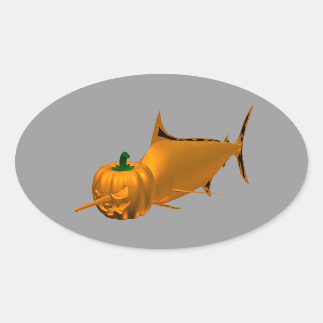 Svärdfisk Ovalt Klistermärke (Framsida)
