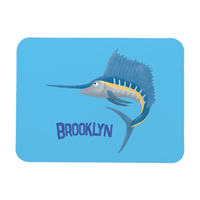 Svärdfisk segelfisk rolig serieillustration magnet (Horisontell)
