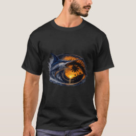 Svärdfisk Solnedgångsvåg – Surreal Tropisk Havskon T Shirt