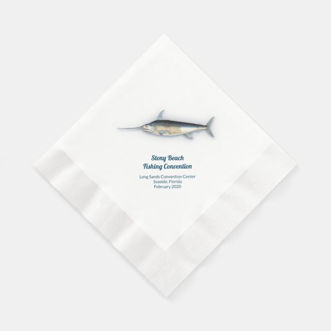 Svärdfiskfiske Båtliv Saltvatten Konvent Pappersservett (Hörn)