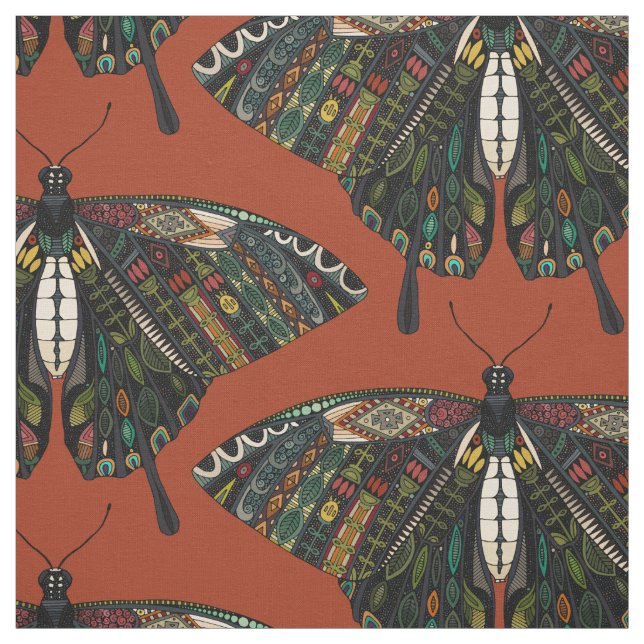 svärdfjäril terfly terracotta tyg (Provkarta)