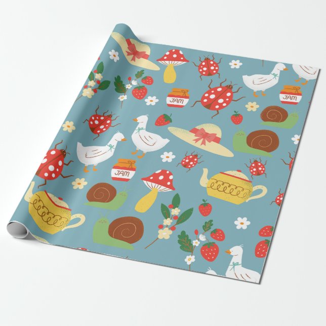 Svärdmysk (blåblåhaj, ankor) presentpapper (Utrullad)