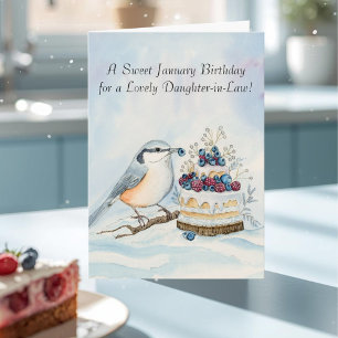 Svärdotter Glad födelsedag i januari nötväcka Kort
