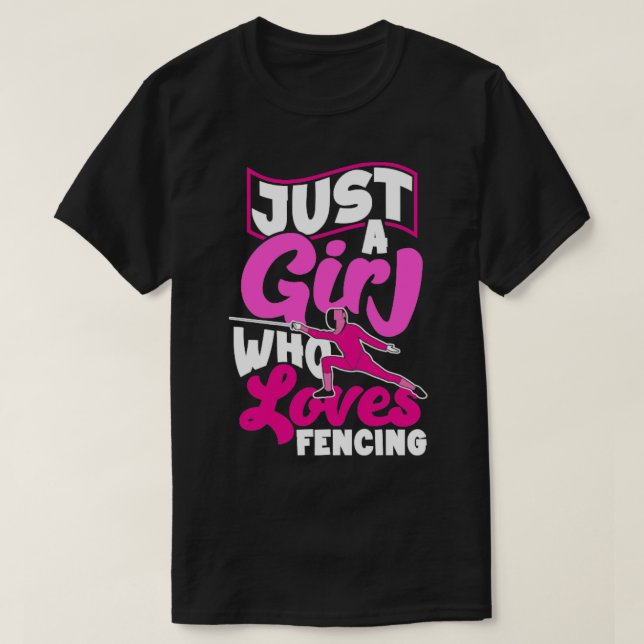 Svärdskap Sword Fighting Just A Girl WHo Kärlek T Shirt (Design framsida)