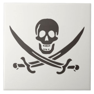 Svardsmanspannkopp Piratflagga för Calico Jack Kakelplatta