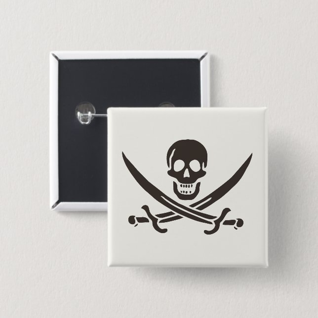 Svardsmanspannkopp Piratflagga för Calico Jack Knapp (Framsida & baksida)