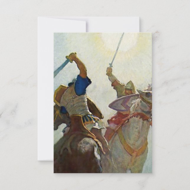 “Svärdstriden var häftig” av NC Wyeth Tack Kort (Framsida)