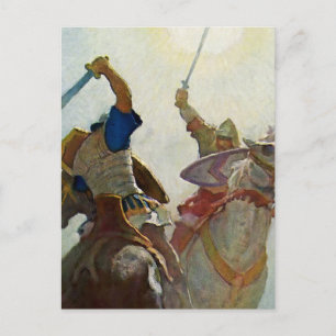 “Svärdstriden var häftig” av NC Wyeth Vykort