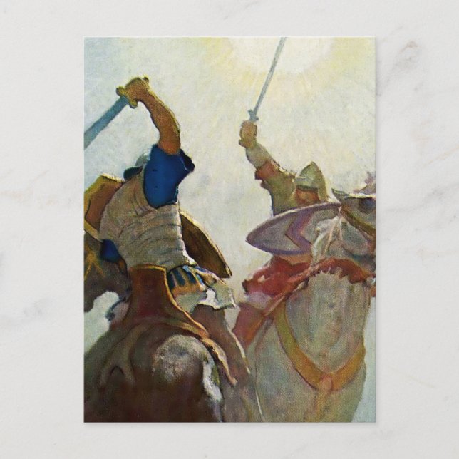 “Svärdstriden var häftig” av NC Wyeth Vykort (Framsida)