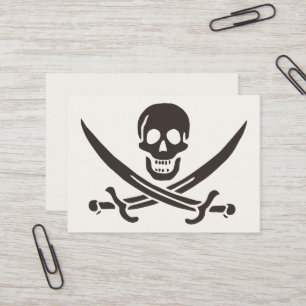 Svardsvärdshuvud av obsidian Piratflagga från Cali Visitkort