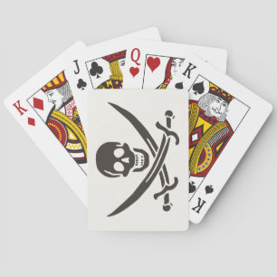 Svardsvärdskalle i obsidian Piratflagga för Calico Casinokort