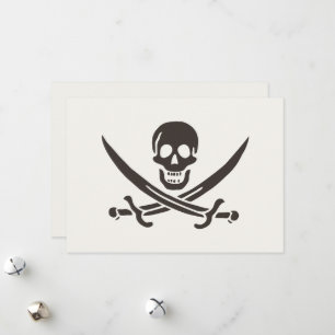 Svardsvärdskalle i obsidian Piratflagga för Calico Julkort