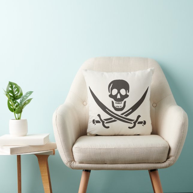 Svardsvärdskalle i obsidian Piratflagga för Calico Kudde (Stol)