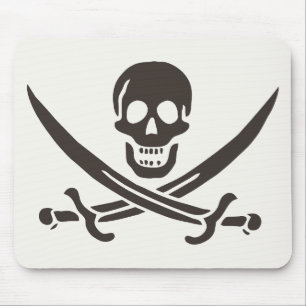 Svardsvärdskalle i obsidian Piratflagga för Calico Musmatta