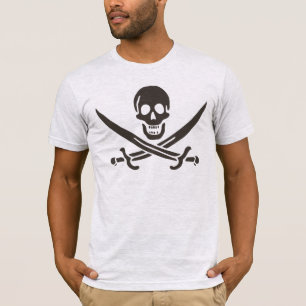 Svardsvärdskalle i obsidian Piratflagga för Calico T Shirt