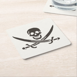 Svardsvärdskalle i obsidian Piratflagga för Calico Underlägg Papper Kvadrat