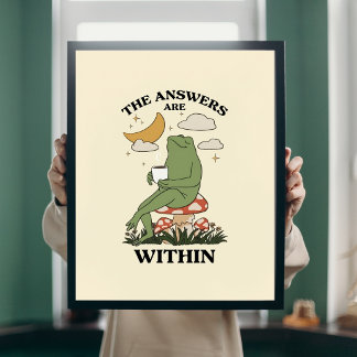 Svaren Finns Inomhus Andlig Groda Svamp Konst Poster