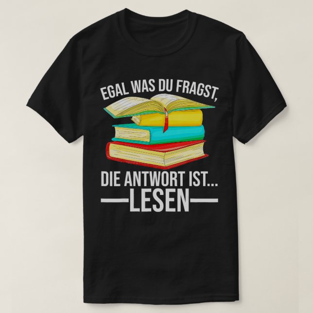 Svaret är att läsa Ord Bok Stack Reading H T Shirt (Design framsida)