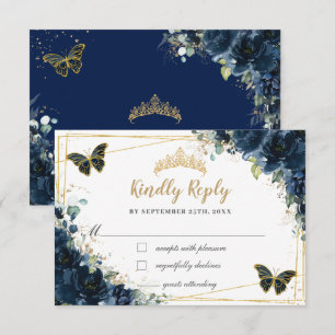 Svaret från Guld Butterfly Quinceañera (ung. blå B OSA Kort