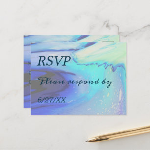 Svaret från Ocean Blue Abstrakt Beach Wedding Vykort