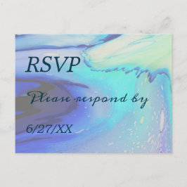 Svaret från Ocean Blue Abstrakt Beach Wedding Vykort