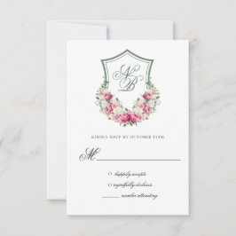 Svaret kort för bröllop med rosa blommig kransdeko