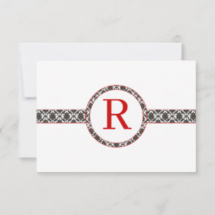 Svaret på Black Damask Red Trim Bröllop OSA Kort