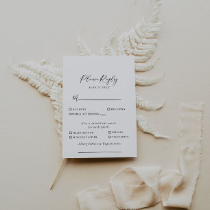 Svaret på Calligraphy Black White Bröllop Menu Cho OSA Kort