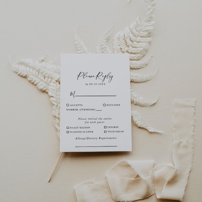Svaret på Calligraphy Black White Bröllop Menu Cho OSA Kort (Skapare uppladdad)