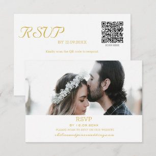 Svaret på elegant Guld-fotofrågan QR-kod Bröllop OSA Kort