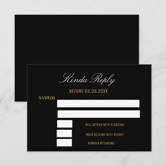 Svaret på Eleganten Svarta och Guld vid födelsedag OSA Kort (Fram/baksida)