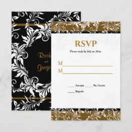 Svaret på guld och Svarta Elegant bröllop Inbjudningar