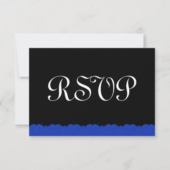 Svaret på royal Blue and Black Snöre OSA Bröllop Kort (Framsida)