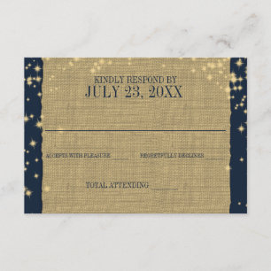 Svaret på Rustic Navy och Guld Twinkle Bröllop OSA Kort