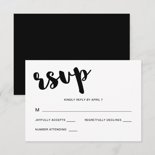 Svaret på svartvit typografi-Bröllop OSA (Fram/baksida)