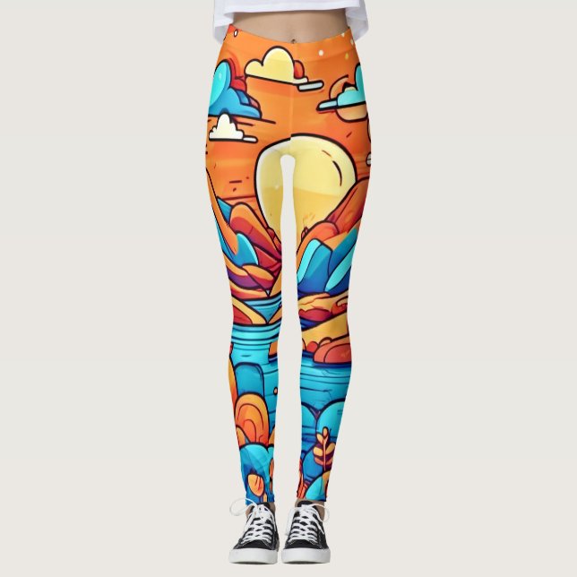Svårfångad regnbågskartongskog leggings (Framsida)