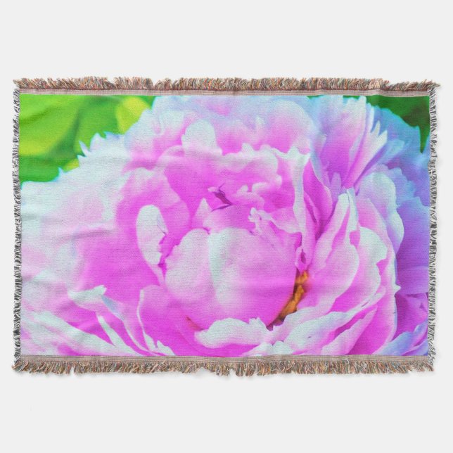 Svårforcerad dubbel rosa peoniblomsdetalj filt (Framsidan)