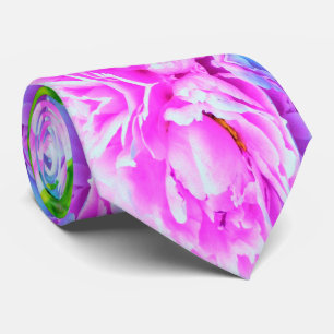 Svårforcerad dubbel rosa peoniblomsdetalj slips