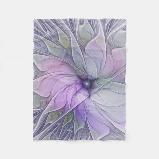 Svårforcerad modern abstrakt fraktal konst blomma fleecefilt (Framsidan)