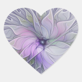 Svårforcerad modern abstrakt fraktal konst blomma hjärtformat klistermärke