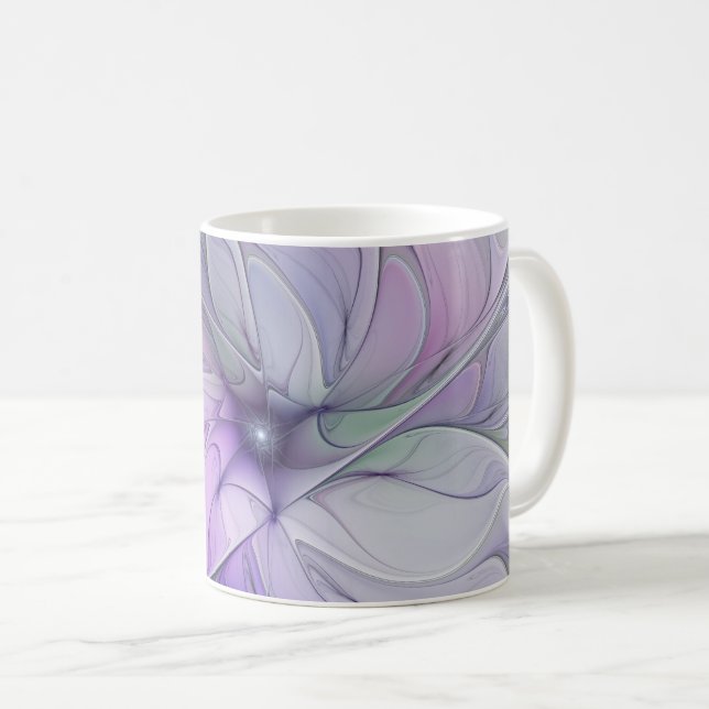 Svårforcerad modern abstrakt fraktal konst blomma kaffemugg (Framsida höger)